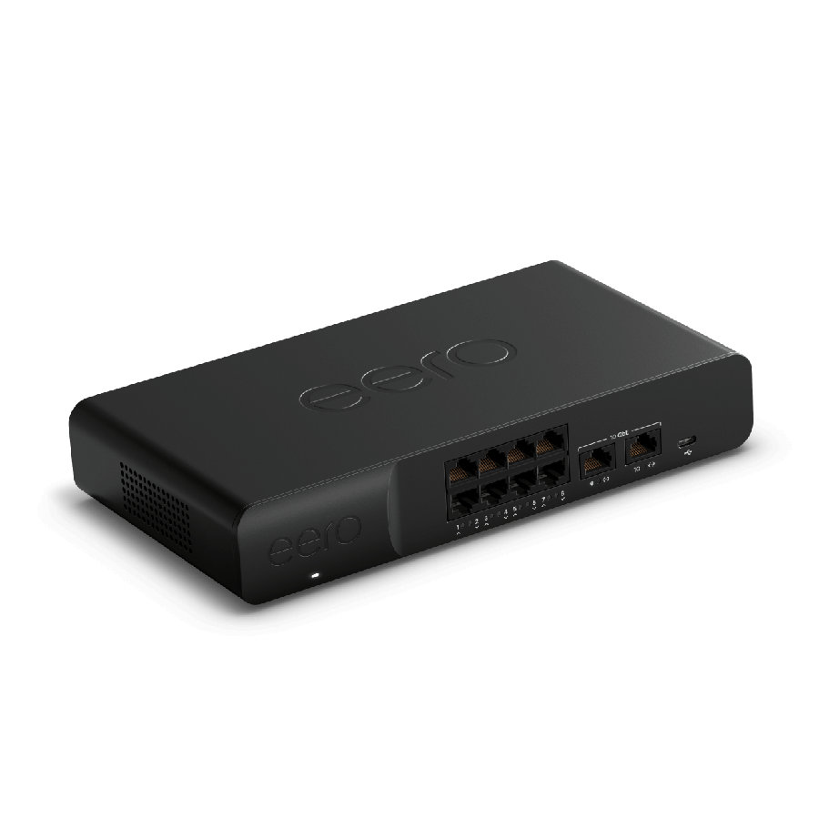 eero PoE Gateway, a black 10-port router and PoE switch