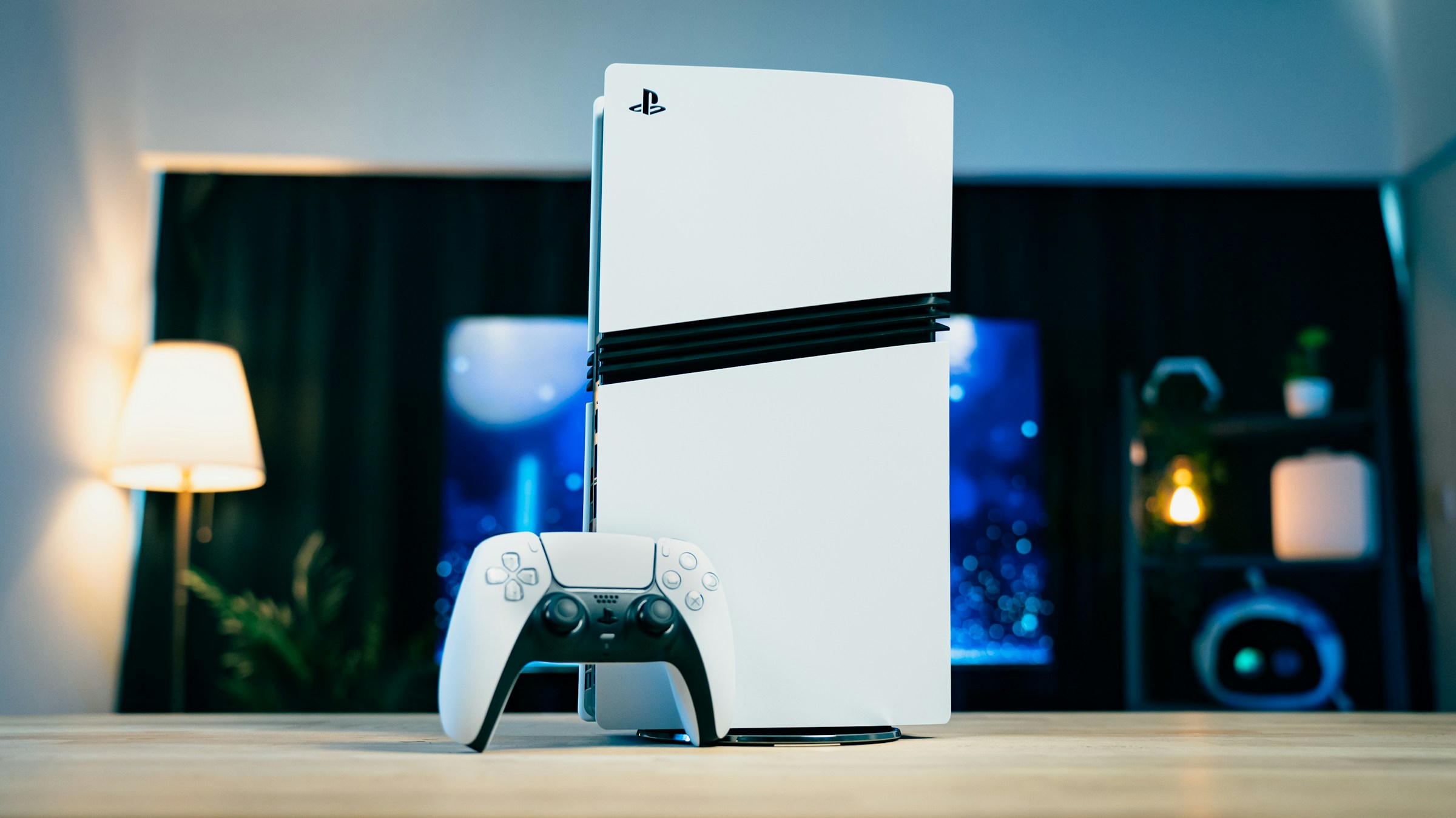 A game console in a living room