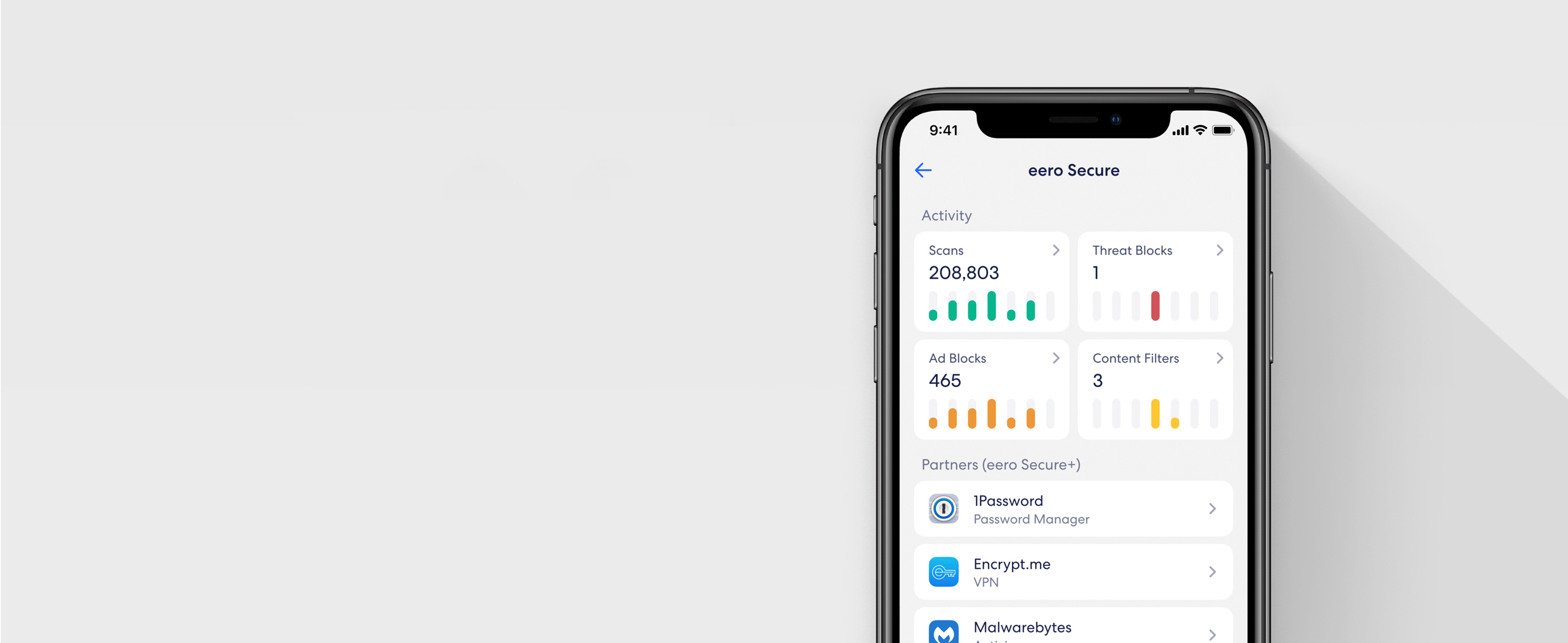 eero app showing security activity and blocked threats